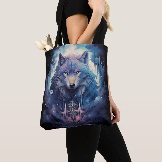 Tote Bag Mystic Moon Wolf Guardian (De près)