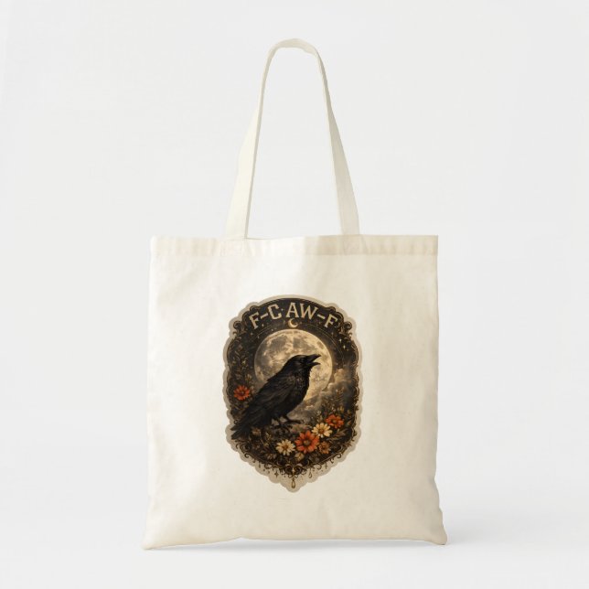 Tote Bag Mystic Raven Under Moon Dark Celestial Aesthetic (Devant)