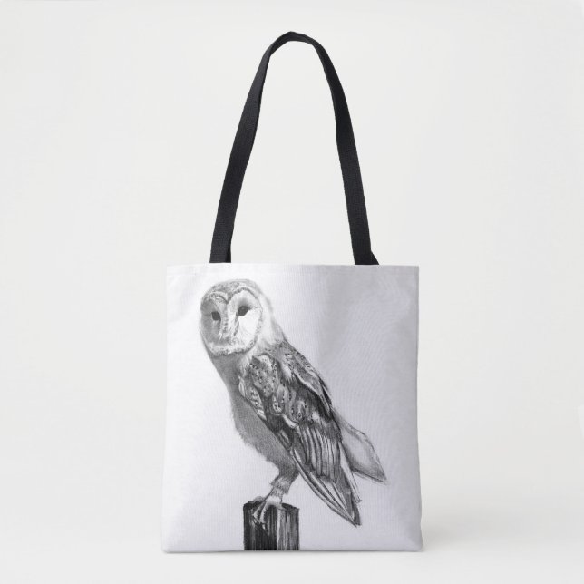 Tote Bag Mystical barn owl pencil drawing" (Devant)