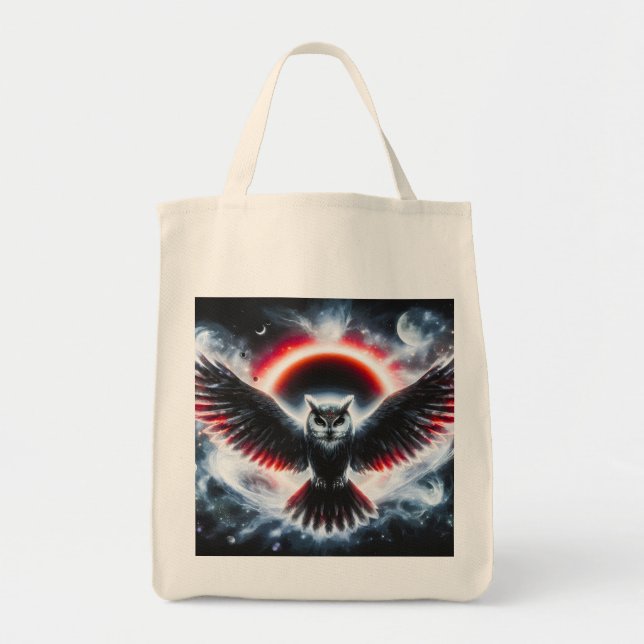 Tote Bag Mystical Cosmic Celestial Owl (Devant)