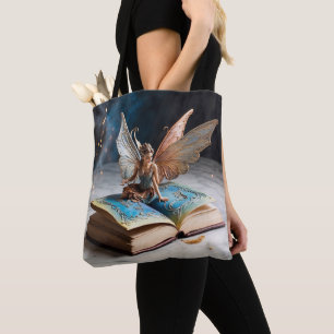 Tote Bag Mystical Fairy Magical Book Imaginaire Art coloré