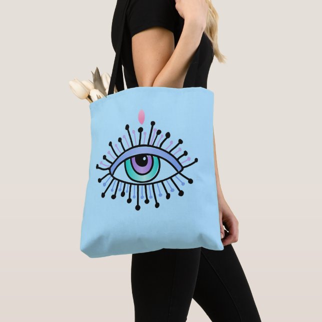 Tote Bag Mystique Troisième Oeil Spirituel Yoga Couleur Inv (De près)