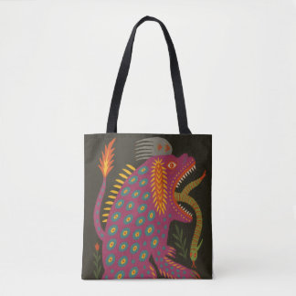 Tote Bag Mythique Créature Folk Art Imprimer