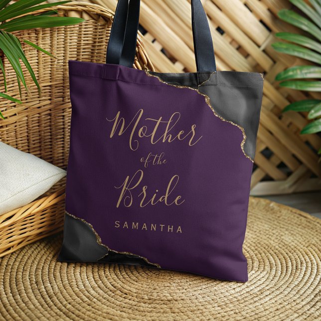 Tote Bag Nacre Violet de la Mariée Agate Or Noir (Créateur téléchargé)