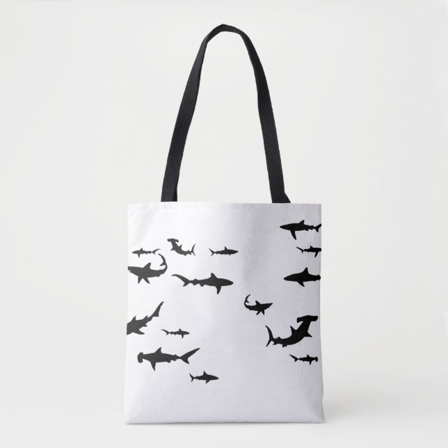 Tote Bag Nage en silhouette des requins noirs (Devant)