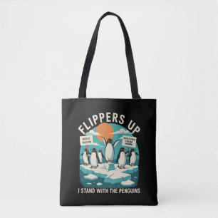 Tote Bag Nageoires en l'air Je suis avec les manchots Drôle