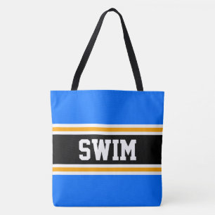 Tote Bag Nager Amusant Athlétique Bleu Clair Noir Orange Ra