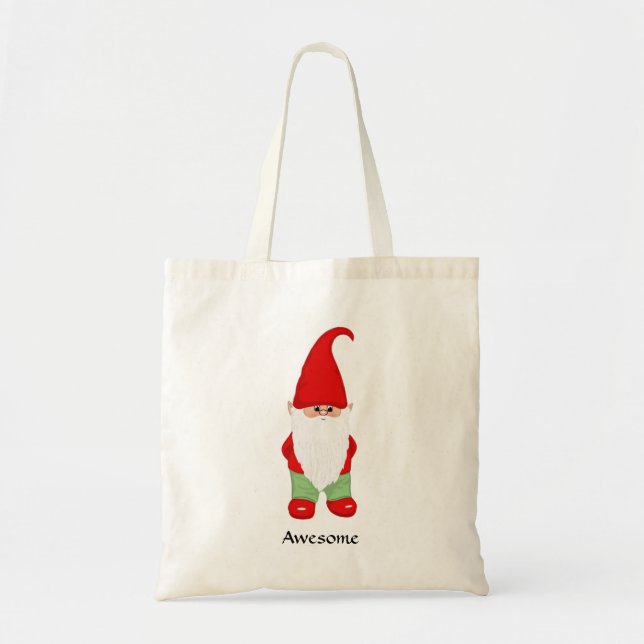 Tote Bag Nain Moderne Habillé de Vert et Rouge (Devant)