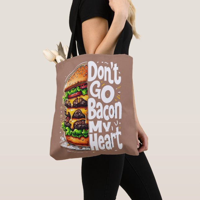 Tote Bag N'allez pas Bacon Mon coeur amusant jeu de nourrit (De près)