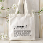 Tote Bag Namaste Définition Yoga Moderne Méditation Minimal<br><div class="desc">Namaste Definition Yoga Modern Minimal Méditation Thé Café Mug présente un design simple d'une définition textuelle de "namaste" dans la typographie script moderne. Un cadeau parfait pour les amateurs de yoga,  anniversaire,  Noël,  fête des mères et plus encore. Conçu par © Evco Studio www.zazzle.com/store/evcostudio</div>
