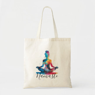 Tote Bag Namaste Yoga Silhouette | Méditation colorée