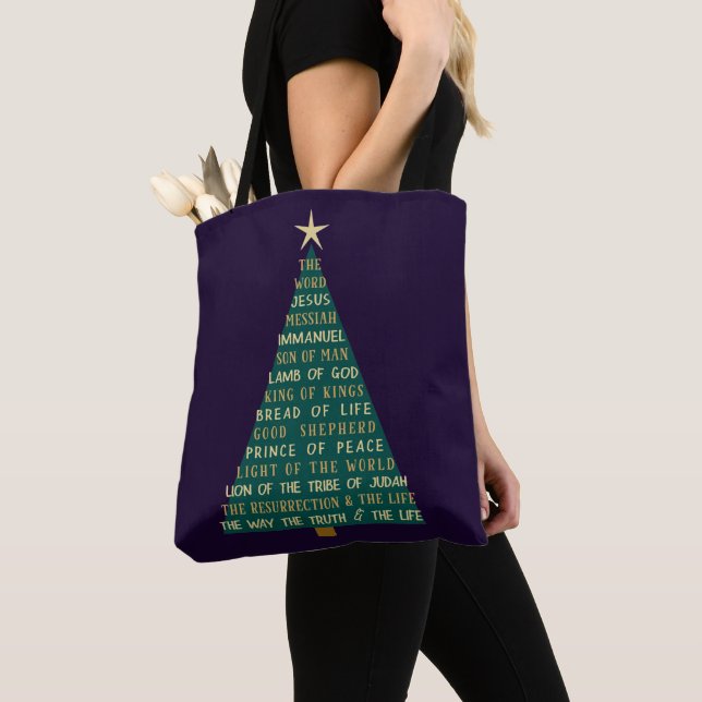 Tote Bag Names of Jesus Christmas Tree (De près)