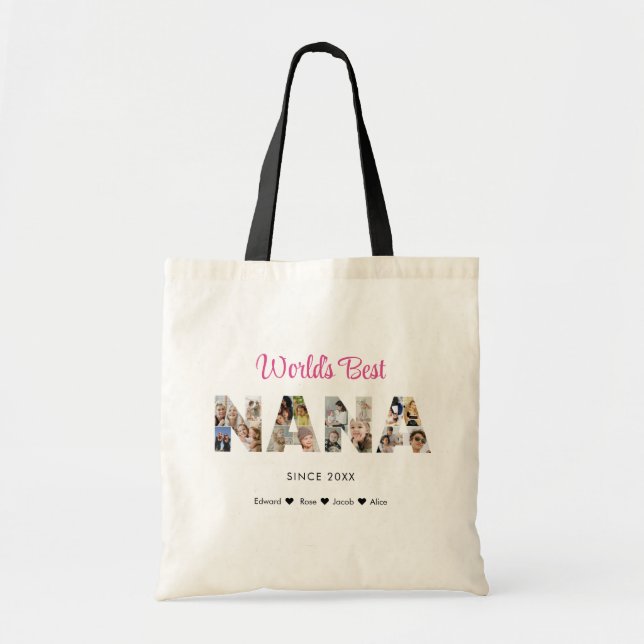 Tote Bag Nana Photo Collecte Lettre Cutout Grand-Mère Photo (Devant)