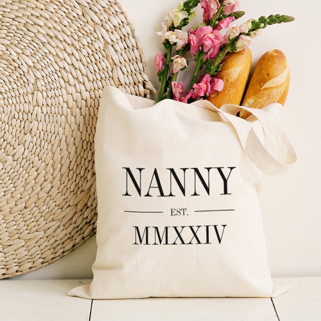 Tote Bag Nanny Roman Numeral Année Créée (Créateur téléchargé)