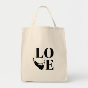 Tote Bag Nantucket Love Graphic Print Island Silhouette