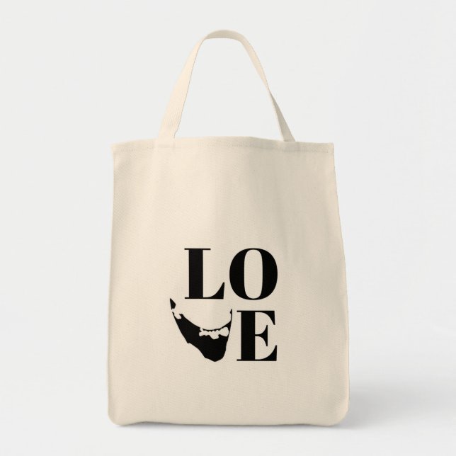 Tote Bag Nantucket Love Graphic Print Island Silhouette (Devant)