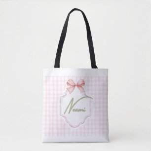 Tote Bag Naomi Baby Girl Nursery Bow&En vichy personnalisée