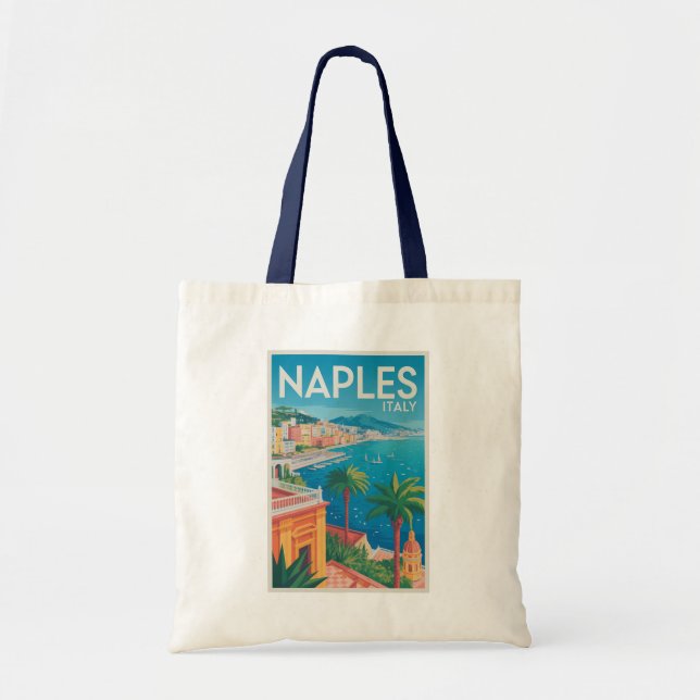 Tote Bag Naples Italy Illustration Travel Art Vintage (Devant)