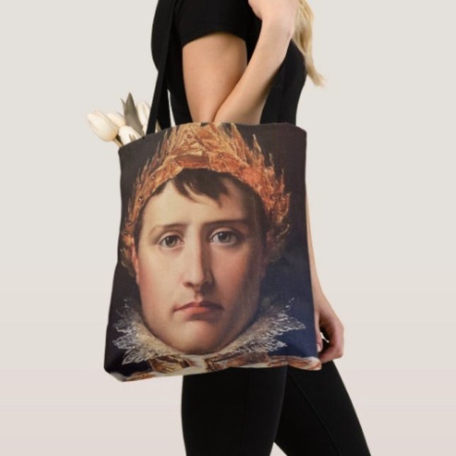 Tote Bag Napoléon couronné d'une couronne de laurier (Napoleon’s Portrait Design Travel Tote Bag, laminated  for extra support. Made in USA. )