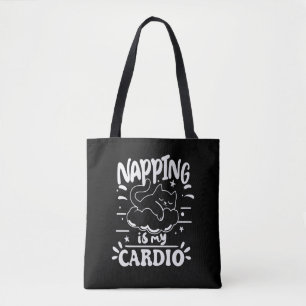 Tote Bag Napping Est Mon Cardio Simple Drôle Design Chat