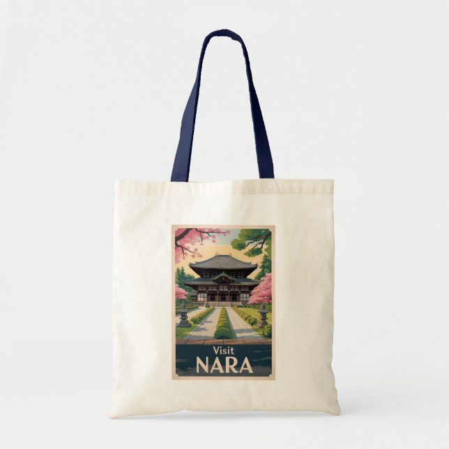Tote Bag Nara Japan Illustration Travel Art Vintage (Devant)