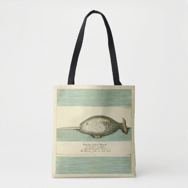 Tote Bag Narwhal Antique Baleine Aquarelle Art scientifique (Devant)