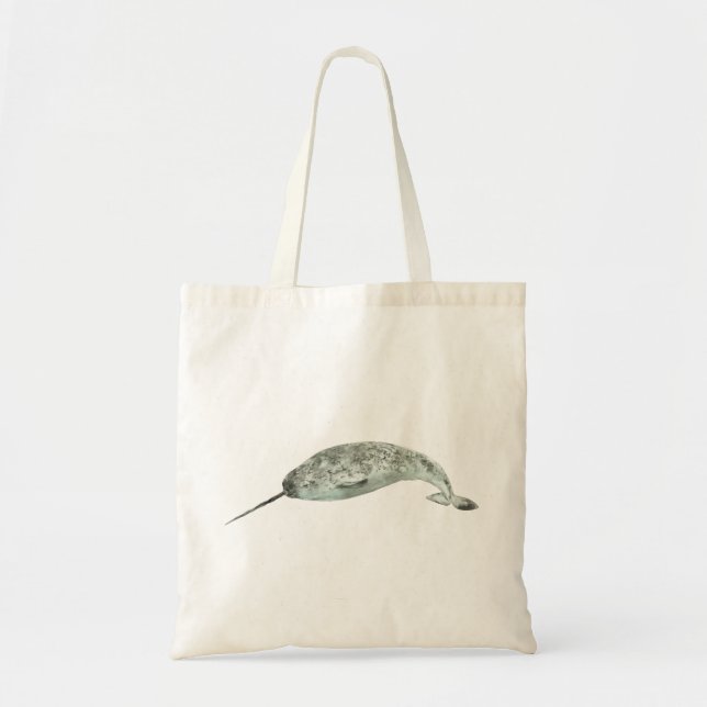 Tote Bag Narwhal whale watercolor (Devant)