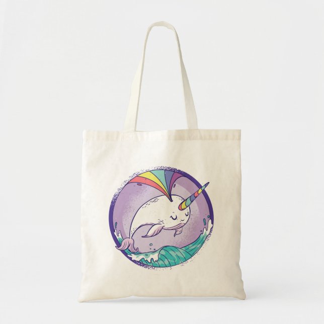 Tote Bag Narwhale arc-en-ciel (Devant)