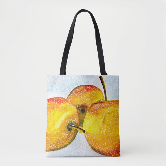 Tote Bag Nashi poire jaune aquarelle (Devant)