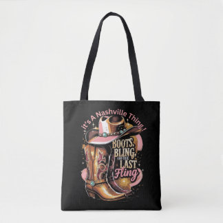 Tote Bag Nashville Bachelorette Party - "Boots, Bling"