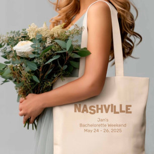 Tote Bag Nashville Moderne Minimaliste Mocha Bachelorette