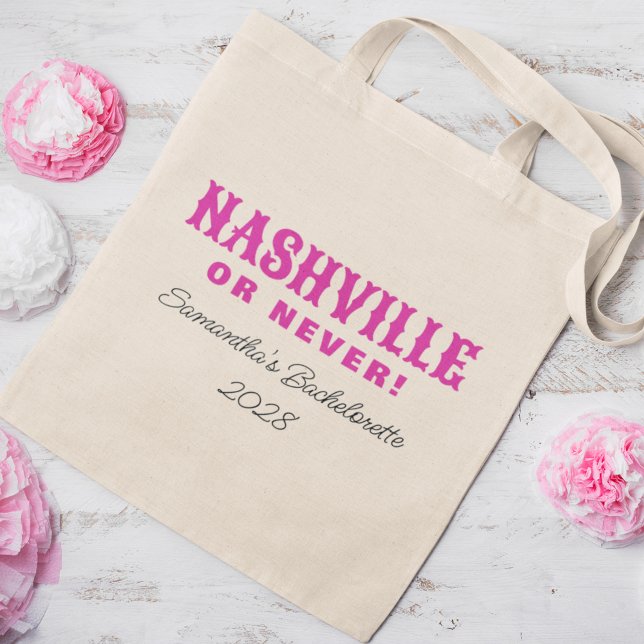 Tote Bag Nashville Ou Jamais Hot Rose Retro Bachelorette (Créateur téléchargé)
