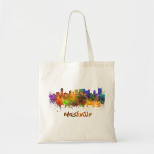 Tote Bag Nashville skyline in watercolor