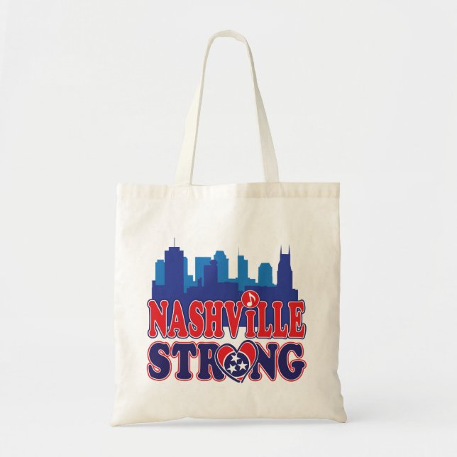 Tote Bag Nashville-Strong-Skyline-and-Music-Note (Devant)