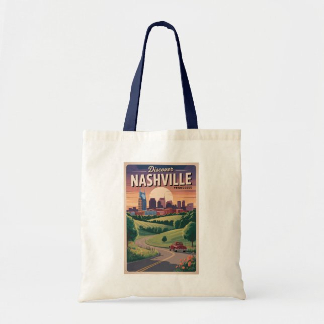 Tote Bag Nashville Tennessee Southern Road Travel Art (Devant)