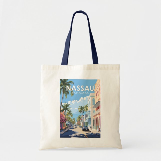 Tote Bag Nassau Bahamas Travel Art Vintage (Devant)