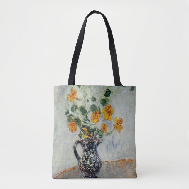 Tote Bag Nasturtiums dans un vase bleu de Monet (Devant)