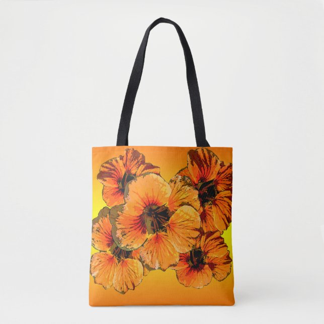 Tote Bag nasturtiums orange et jaune (Devant)
