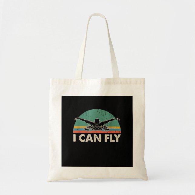 Tote Bag Natation Je Peux Voler Drôle Cadeaux De Natation (Devant)