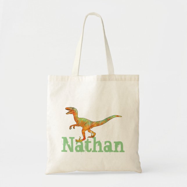 Tote Bag Nathan Funny Effrayant Velociraptor Dinosaur Art (Devant)