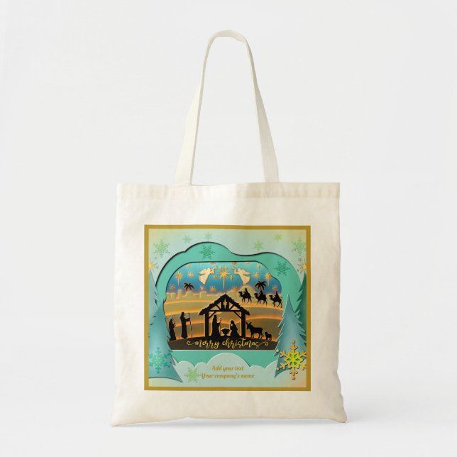 Tote Bag Nativité de Noël Bébé Jésus dans la scène Manger (Devant)
