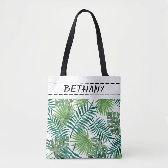 Tote Bag nature feuille personnalisé vert fourre-tout perso (Devant)