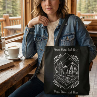 Tote Bag Nature Hiker River Badge Your Text