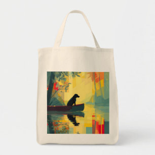 Tote Bag Nature Minimaliste Canot Labrador Noir