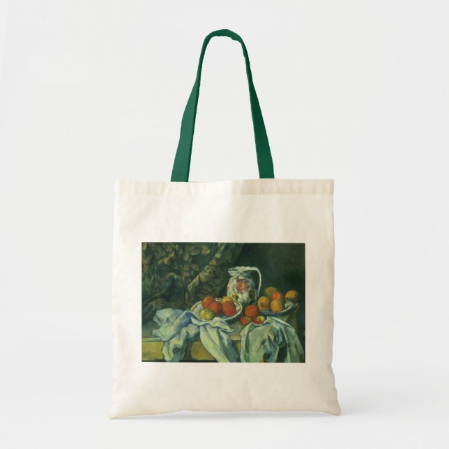 Tote Bag Nature morte, rideau et pichet par Paul Cezanne (Devant)