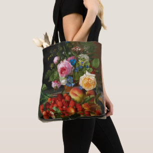 Tote Bag Nature morte Roses et fraises par Otto Ottesen