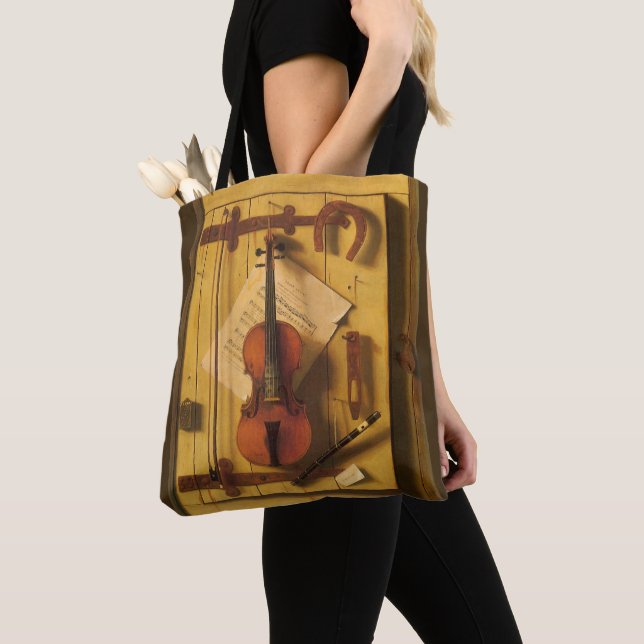 Tote Bag Nature morte Violon et partitions de William Harne (De près)