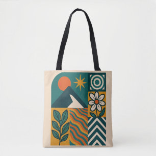 Tote Bag Nature rétro Art Abstrait-Moderne Géométrique Flor