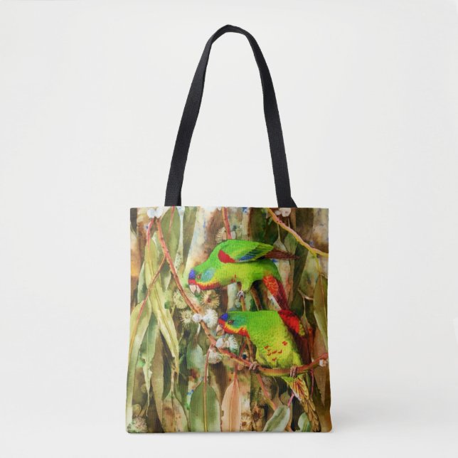 Tote Bag Nature tropicale Parrots Oiseaux verts (Devant)