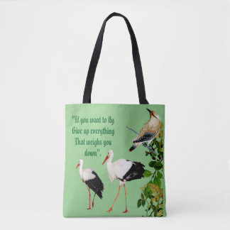 Tote Bag Nature Verdure Feuille cigognes Eau Oiseaux Monogr